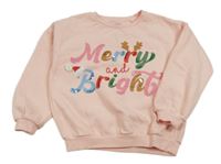 Broskvová oversize mikina s nápisy s flitrami F&F