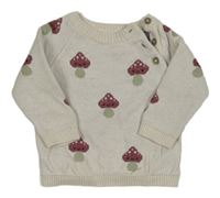 Smotanový sveter s muchomůrkami Tu