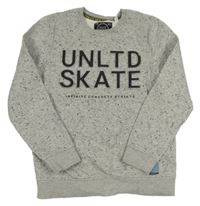 Sivá melírovaná skvrnitá mikina s 3D nápisy C&A