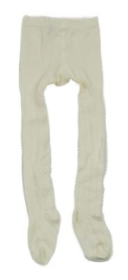 Smetanové žebrované vzorované punčocháče H&M