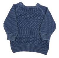 Tmavomodro-modrý melírovaný vzorovaný sveter Next