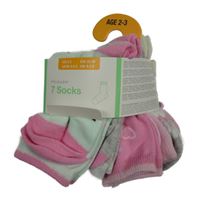 Nové - 7x - Ponožky - Světlerůžovo-mátovo-růžovo-pruhované s jednorožci PRIMARK vel. 23-26