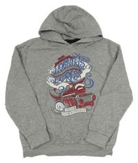 Šedá melírovaná mikina s mašinkou a nápisy - Harry Potter a kapucí 