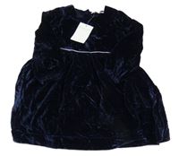 Nové - tmavomodré lesklé zamatové šaty the litle white company