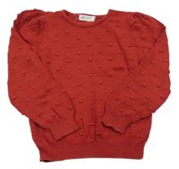 Tmavočervený rebrovaný 3D bodkovaná ý sveter H&M