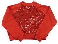 Červená crop mikina s flitrami H&M