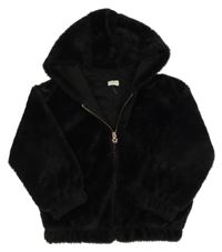Čierna kožušinová podšitá bunda s kapucňou F&F