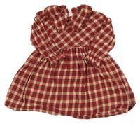 Červeno-smetanovo-smaragdové kostkovano/kárované šaty s golierikom Nutmeg