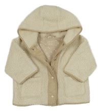 Smetanovo-béžová huňato/šusťáková podšitá bunda s kapucí Next