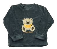 Tmavosivá plyšová mikina s medvedíkom