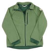 Tmavozelená fleecová thermo propínací mikina s nášivkou H&M