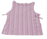 Růžovo-pruhovaný vzorovaný halenkový crop top s mašlemi ZARA