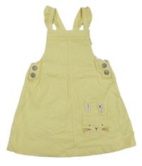 Žluté riflové podšité šaty se zajíčkem a volánky Mothercare