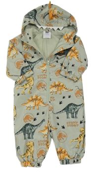 Světlekhaki šušťáková jarná kombinéza s dinosaury - Jurský svět a kapucňou PRIMARK