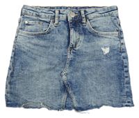 Tmavomodrá plesňová rifľová sukňa s vyšúchaním H&M