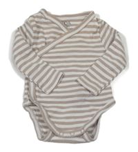 Hnědo-bílé pruhované žebrované zavinovací body C&A