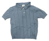 Šedomodré rebrované pletené polo tričko H&M