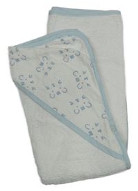 Bielo-svetlomodrá froté zavinovací osuška s kapucňou so šelmami Mothercare