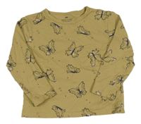 Piesková é crop tričko s motýlikmi H&M