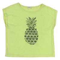 Neónově žlté crop tričko s ananasom Orchestra