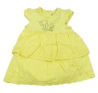 Žlté šaty s madeirou Medvídek Pú a všitým body Disney