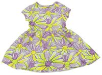 Fialové kvetované bavlnené šaty Tu