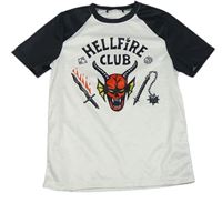 Bílo-černé tričko Hellfire club - Stranger Things 