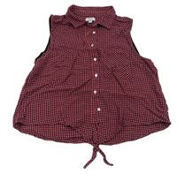 Starorůžovo-černá kostkovaná crop halenka OVS