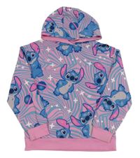 Růžovo-modrá vzorovaná mikina se Stitchem a kapucí Primark