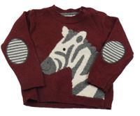 Vínový vlnený sveter so zebrou Jojo Maman Bébé