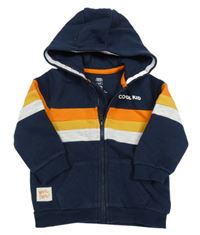 Tmavomodro-farebná prepínaci mikina s pruhmi a kapucňou F&F