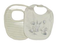 2x slinták - bilý so zvířaty + smetanovo-zelený pruhovaný
