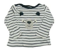 Bielo-antracitové pruhované tričko s medvěďom C&A
