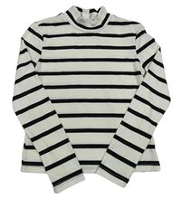 Bielo-čierne pruhované tričko so stojačikom Shein