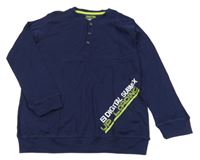 Tmavomodré tričko s nápisom a gombíkmi Y.F.K.