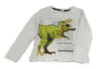 Světlešedé melírované triko s dinosaurem Dopodopo