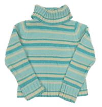 Azurovo-smotanový pruhovaný svetrový rolák