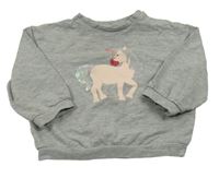 Sivá melírovaná mikina s jednorožcom s flitrami Topomini