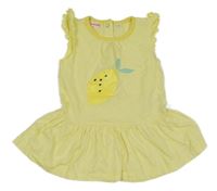 Žlto-biele pruhované bavlnené šaty s citrónom Liegelind