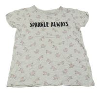 Svetlosivé melírované tričko s jednorožcami a nápisom Primark