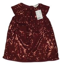 Nové - Vínové flitrové šaty H&M