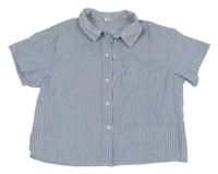 Modro-biela pruhovaná oversize košeľa Shein