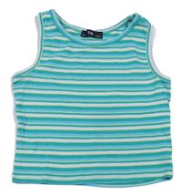 Zeleno-bielo-modrý rebrovaný crop top C&A
