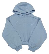 Svetlomodrá crop mikina s nápisom a kapucňou George
