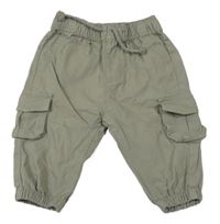 Zelenošedé plátěné cargo cuff kalhoty Primark
