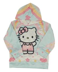 Světlemodro-ružová mikina s Hello Kitty a kapucňou