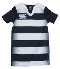 Bílo-černý pruhovaný fotbalový dres s výšivkou Canterbury