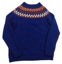 Safírovo-hnedý vzorovaný sveter