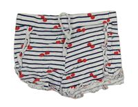 Bielo-tmavomodré pruhované kraťasy s třešněmi Primark