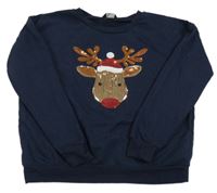 Tmavomodrá mikina so sobem z flitrů New Look